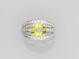 a peridot and diamond ring