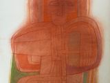 une image représentant un dessin d'une chaise orange et verte