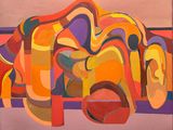 a painting of an abstract painting on the wall