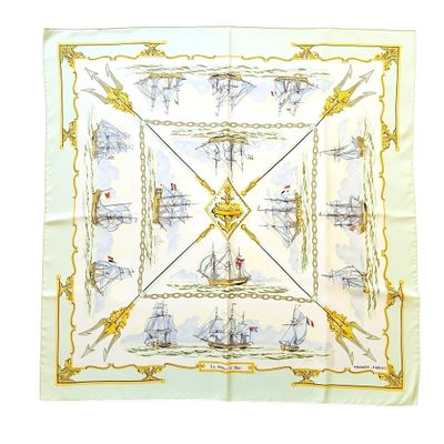 an image of a square scarf with ships and chains on it