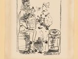 l'image d'un dessin représentant un homme et une femme assis sur un banc