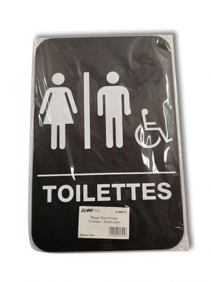 un panneau de toilettes en noir et blanc représentant un homme et une femme