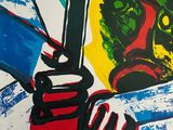 tableau représentant un homme tenant un couteau dans la main