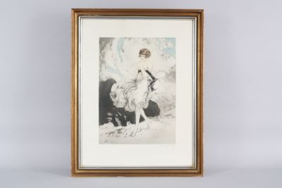 une vieille photo représentant une femme assise à cheval devant un mur blanc