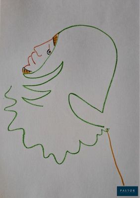 un dessin représentant un oiseau coiffé d'un chapeau