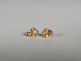 une paire de boucles d'oreilles en or et diamants sur fond blanc