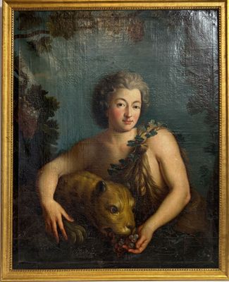 an oil painting of a woman holding a cat and a lion