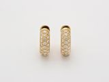 a pair of gold and diamond hoop earrings