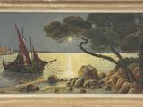 an image of a painting of a boat on a body of water
