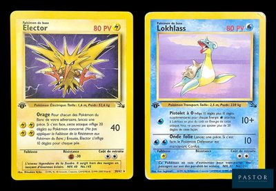 deux cartes Pokémon posées côte à côte sur une table