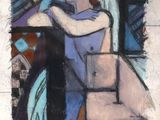an image of a painting of a woman sitting on a chair