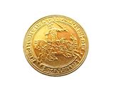 an image of a close up of a gold coin on a white background
