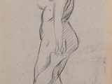 une image représentant un dessin d'un homme debout sur une plage