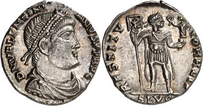 a silver coin with an image of a man holding a sword
