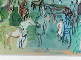 a painting of a group of people with horses