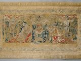 an antique tapestry with a group of people on it
