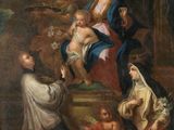 un tableau représentant la Vierge à l'Enfant entourée d'anges