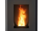 a close up of a fireplace with a fire in it