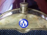 a close up of a car ' s emblem on the front of it