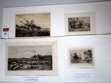 three black and white pictures of a group of people in a field