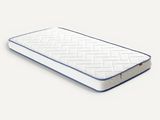a white mattress with a blue border on top of it