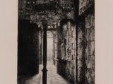 an image of a black and white drawing of a hallway