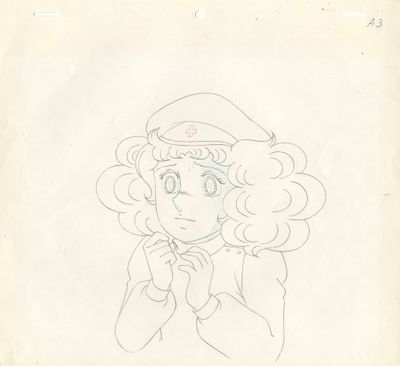 dessin représentant une femme portant un chapeau et une fleur dans les cheveux