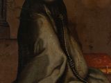 an old painting of a man in a monk ' s robes holding a rosary