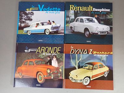 trois livres posés sur une table, avec une voiture et une femme à l'intérieur