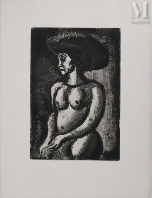 un dessin en noir et blanc représentant une femme coiffée d'un chapeau