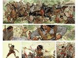 an image of a page from a comic book showing a scene of a battle