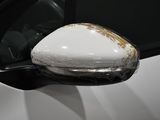 a close up of a side view mirror on a car