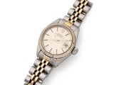 rolex a lady ' s stainless steel and gold bracelet watch