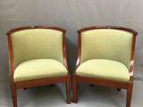 paire de chaises Art déco avec coussins rembourrés verts