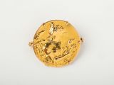 l'image d'un gros plan d'une pièce d'or sur une surface blanche