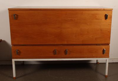 an image of a wooden cabinet with two drawers