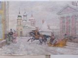 a picture of a painting of a horse drawn sleigh
