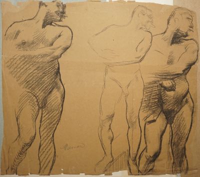 BESNARD Albert, 1849-1934, Hercule de foire, Fusain sur papi… - Photo 1