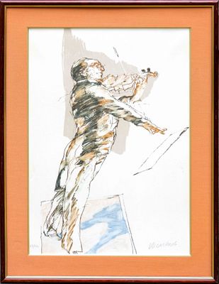 tableau représentant un homme jouant du violon, dans un cadre marron