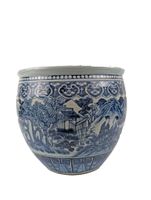 Bassin à poisson en porcelaine Camaïeu bleu du XIXe siècle