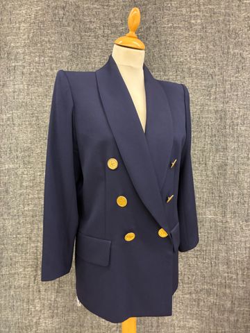 YVES SAINT LAURENT Variation – Veste bleu marine, boutons dorés s...