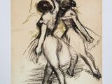 un dessin représentant deux danseurs en noir et blanc
