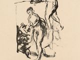 une image représentant le dessin d'une femme debout à côté d'un homme