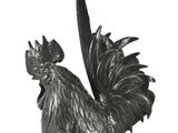 an image of a black rooster statue on a white background