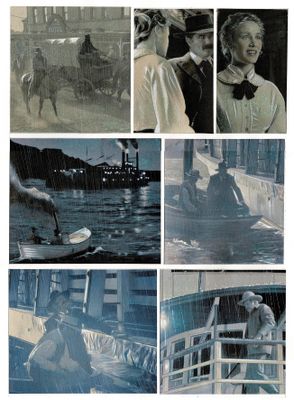 many pictures of a man riding a horse in the rain