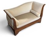 an image of a couch made out of wood and fabric