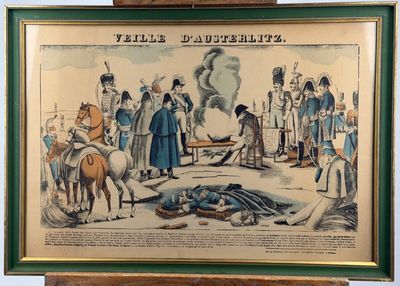 framed picture of a painting of a military scene with a man on a horse and a woman on a horse