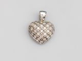 Pendentif en forme de cœur en or blanc 14 carats serti de diamants