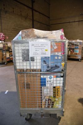 a cart that has a lot of items in it