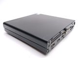 a black laptop sitting on top of a white table